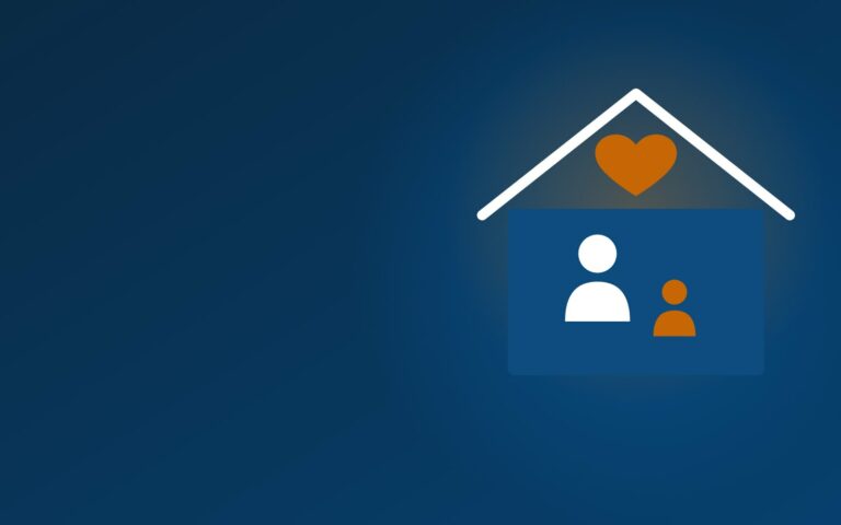 Illustration : une maison abritant un adulte et un enfant, surmontée d’un cœur